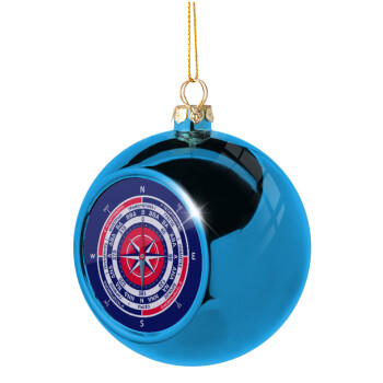 Ανεμολόγιο χάρτης πυξίδα ναυτικού, Χριστουγεννιάτικη μπάλα δένδρου Μπλε 8cm