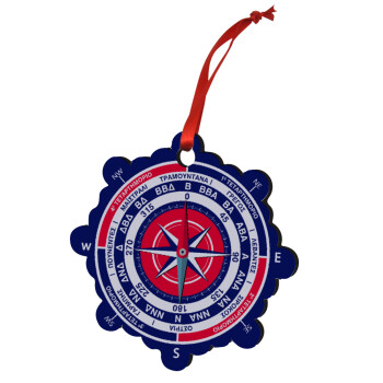 Ανεμολόγιο χάρτης πυξίδα ναυτικού, Στολίδι Χριστουγεννιάτικο στολίδι snowflake ξύλινο 7.5cm