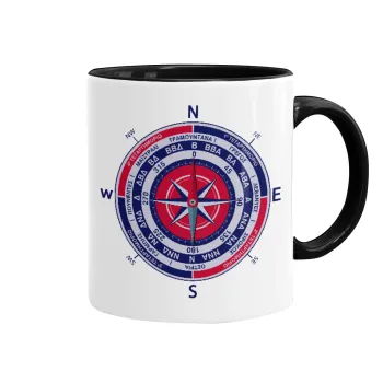 Wind compass, Mug colored black, ceramic, 330ml