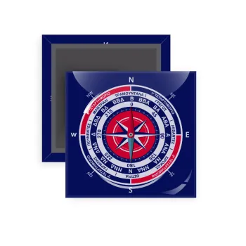 Ανεμολόγιο χάρτης πυξίδα ναυτικού, Μαγνητάκι ψυγείου τετράγωνο διάστασης 5x5cm