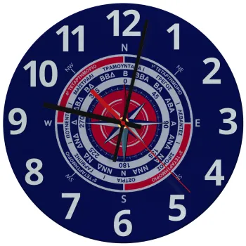 Wind compass, Ρολόι τοίχου γυάλινο (30cm)