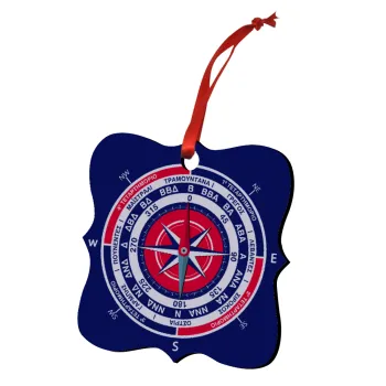 Wind compass, Christmas ornament polygon wooden 7.5cm