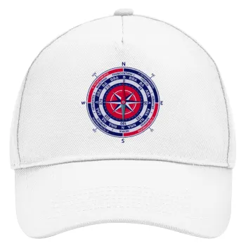 Ανεμολόγιο χάρτης πυξίδα ναυτικού, Καπέλο Ενηλίκων Baseball, Drill, Λευκό (100% ΒΑΜΒΑΚΕΡΟ, ΕΝΗΛΙΚΩΝ, UNISEX, ONE SIZE)