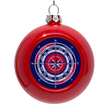 Wind compass, Red Christmas tree ornament bauble 8cm