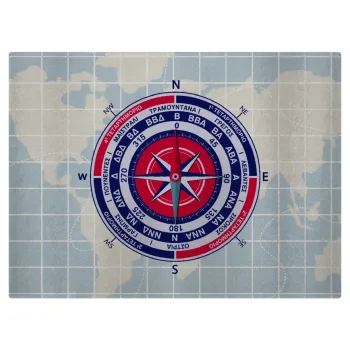 Ανεμολόγιο χάρτης πυξίδα ναυτικού, Επιφάνεια κοπής γυάλινη (38x28cm)