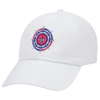 Ανεμολόγιο χάρτης πυξίδα ναυτικού, Καπέλο Ενηλίκων Baseball Λευκό 5-φύλλο (POLYESTER, ΕΝΗΛΙΚΩΝ, UNISEX, ONE SIZE)