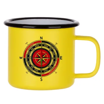 Ανεμολόγιο χάρτης πυξίδα ναυτικού, Κούπα Μεταλλική εμαγιέ ΜΑΤ Κίτρινη 360ml