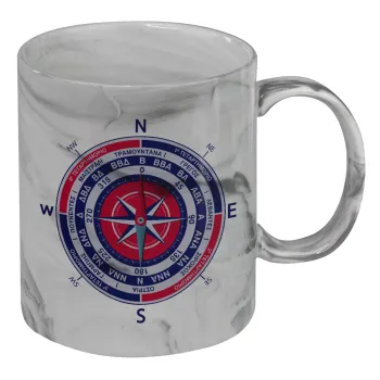 Wind compass, Mug ceramic marble style, 330ml