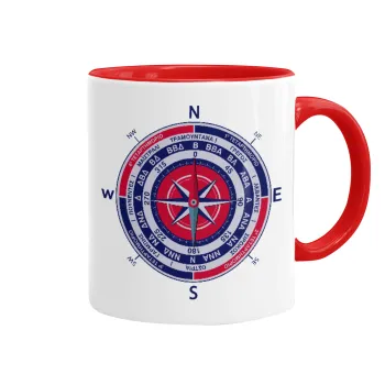 Wind compass, Mug colored red, ceramic, 330ml