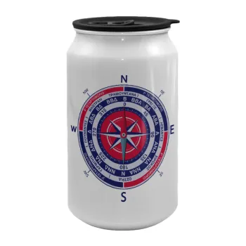 Wind compass, Κούπα ταξιδιού μεταλλική με καπάκι (tin-can) 500ml