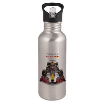Redbull Racing Team F1, Παγούρι νερού Ασημένιο με καλαμάκι, ανοξείδωτο ατσάλι 600ml