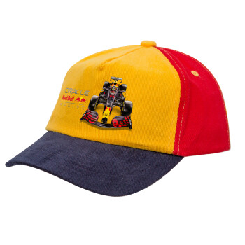 Redbull Racing Team F1, Καπέλο παιδικό Baseball, 100% Βαμβακερό, Low profile, Κίτρινο/Μπλε/Κόκκινο
