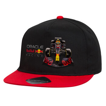 Redbull Racing Team F1, Καπέλο παιδικό Flat Snapback, Μαύρο/Κόκκινο (100% ΒΑΜΒΑΚΕΡΟ, ΠΑΙΔΙΚΟ, UNISEX, ONE SIZE)