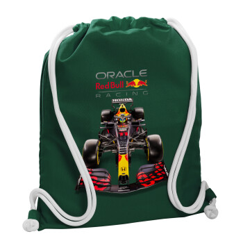 Redbull Racing Team F1, Τσάντα πλάτης πουγκί GYMBAG BOTTLE GREEN, με τσέπη (40x48cm) & χονδρά λευκά κορδόνια