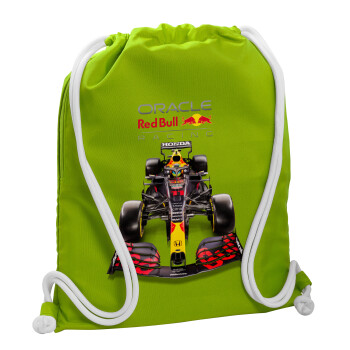 Redbull Racing Team F1, Τσάντα πλάτης πουγκί GYMBAG LIME GREEN, με τσέπη (40x48cm) & χονδρά κορδόνια