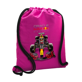 Redbull Racing Team F1, Τσάντα πλάτης πουγκί GYMBAG Φούξια, με τσέπη (40x48cm) & χονδρά κορδόνια