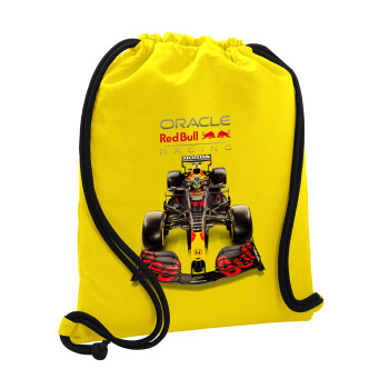 Redbull Racing Team F1, Τσάντα πλάτης πουγκί GYMBAG Κίτρινη, με τσέπη (40x48cm) & χονδρά κορδόνια