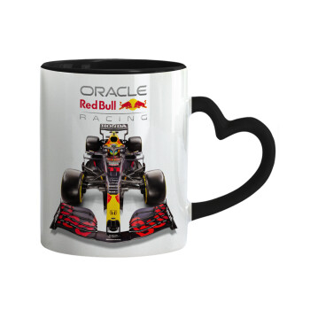 Redbull Racing Team F1, Κούπα καρδιά χερούλι μαύρη, κεραμική, 330ml