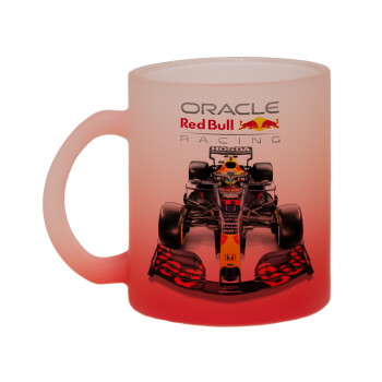 Redbull Racing Team F1, Κούπα γυάλινη δίχρωμη με βάση το κόκκινο ματ, 330ml