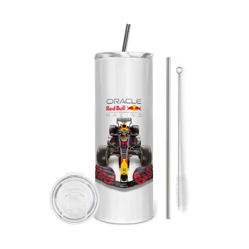 Redbull Racing Team F1, Eco friendly ποτήρι θερμό (tumbler) από ανοξείδωτο ατσάλι 600ml, με μεταλλικό καλαμάκι & βούρτσα καθαρισμού