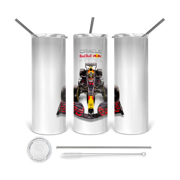 Redbull Racing Team F1, 360 Eco friendly ποτήρι θερμό (tumbler) από ανοξείδωτο ατσάλι 600ml, με μεταλλικό καλαμάκι & βούρτσα καθαρισμού