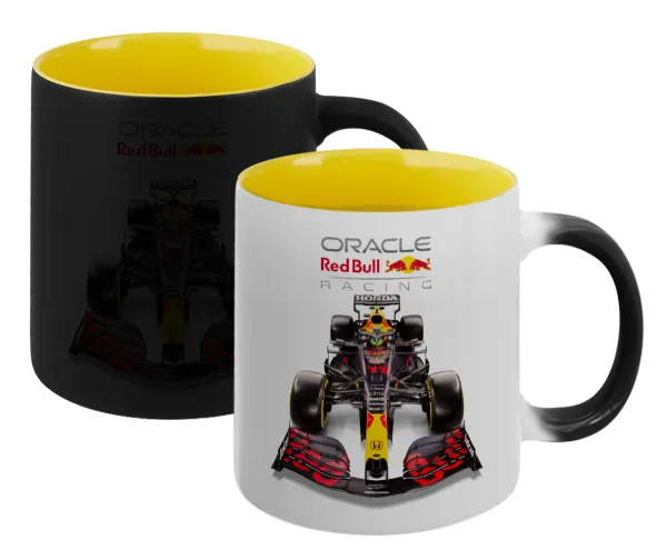 Redbull Racing Team F1 — Κούπα Μαγική εσωτερικό κίτρινη, κεραμική 330ml που αλλάζει χρώμα με το ζεστό ρόφημα