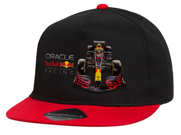 Redbull Racing Team F1 — Καπέλο Flat Snapback, Μαύρο/Κόκκινο (100% ΒΑΜΒΑΚΕΡΟ,UNISEX, ONE SIZE)