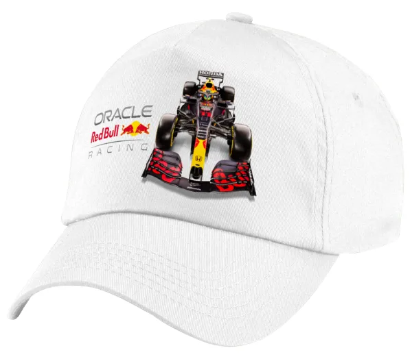 Redbull Racing Team F1 — Πεντάφυλλο καπέλο Λευκό, 100% Βαμβακερό (Twill), με ρύθμιση, unisex