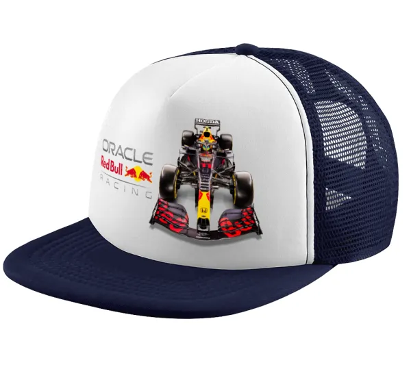 Redbull Racing Team F1 — Adult Soft Trucker Hat with Dark Blue/White Mesh (POLYESTER, ADULT, UNISEX, ONE SIZE)