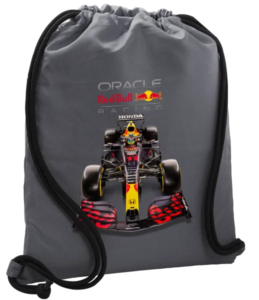 Redbull Racing Team F1 — Τσάντα πλάτης πουγκί GYMBAG ΓΚΡΙ, με τσέπη (40x48cm) & χονδρά κορδόνια