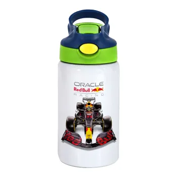 Redbull Racing Team F1, Children's hot water bottle, stainless steel, with safety straw, green, blue (350ml)
