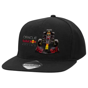 Redbull Racing Team F1, Καπέλο Ενηλίκων Flat Snapback Μαύρο, (100% ΒΑΜΒΑΚΕΡΟ TWILL, ΕΝΗΛΙΚΩΝ, UNISEX, ONE SIZE)
