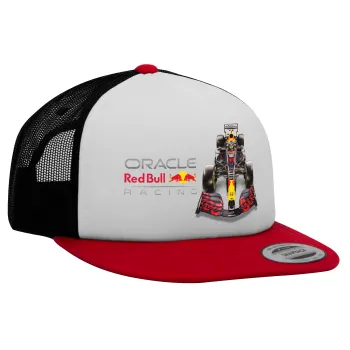 Redbull Racing Team F1, Adult Foam Flat Snapback with Mesh Red-White-Black (POLYESTER, ADULT, UNISEX, ONE SIZE)