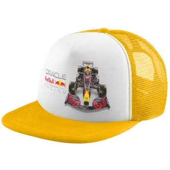 Redbull Racing Team F1, Adult Soft Trucker Hat with Yellow/White Mesh (POLYESTER, ADULT, UNISEX, ONE SIZE)