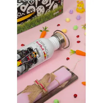 Redbull Racing Team F1, Πασχαλινή Λαμπάδα με παγούρι μεταλλικό (620ml, stainless steel) & κερί αρωματικό πλακέ (30cm) (ΡΟΖ)