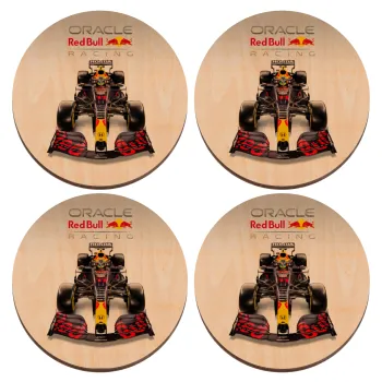 Redbull Racing Team F1, ΣΕΤ x4 Σουβέρ ξύλινα στρογγυλά plywood (9cm)