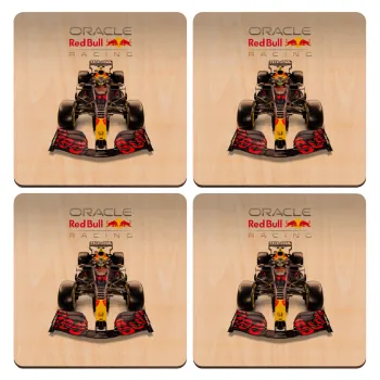 Redbull Racing Team F1, ΣΕΤ x4 Σουβέρ ξύλινα τετράγωνα plywood (9cm)