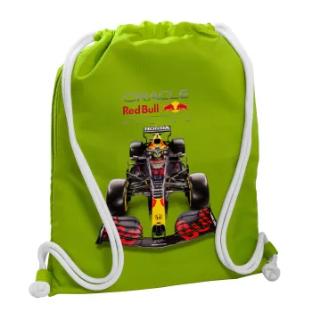 Redbull Racing Team F1, Τσάντα πλάτης πουγκί GYMBAG LIME GREEN, με τσέπη (40x48cm) & χονδρά κορδόνια