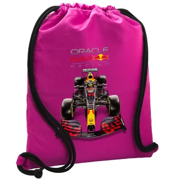 Redbull Racing Team F1, Backpack pouch GYMBAG Fuchsia, with pocket (40x48cm) & thick cords