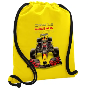 Redbull Racing Team F1, Τσάντα πλάτης πουγκί GYMBAG Κίτρινη, με τσέπη (40x48cm) & χονδρά κορδόνια
