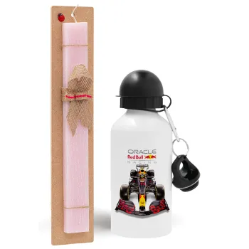 Redbull Racing Team F1, Πασχαλινή Λαμπάδα με παγούρι μεταλλικό αλουμινίου (500ml) & κερί αρωματικό πλακέ (30cm) (ΡΟΖ)