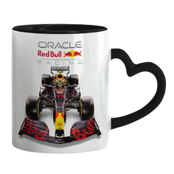 Redbull Racing Team F1, Mug heart black handle, ceramic, 330ml