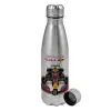 Metallic water bottle, stainless steel, 750ml