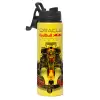 Metallic water bottle with safety lid, 850ml aluminum
