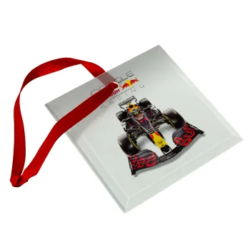 Redbull Racing Team F1, Christmas ornament, glass square ornament 9x9cm
