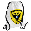Backpack pouch GYMBAG white, with pocket (40x48cm) & thick cords