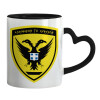 Mug heart black handle, ceramic, 330ml