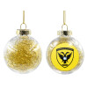 Transparent Christmas tree ball ornament with gold filling 8cm