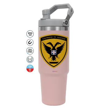 Ελληνικός Στρατός, Pink color, 890ml (30oz) stainless Steel Tumbler with Handle