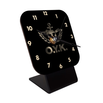 Ο.Υ.Κ., Quartz Table clock in natural wood (10cm)